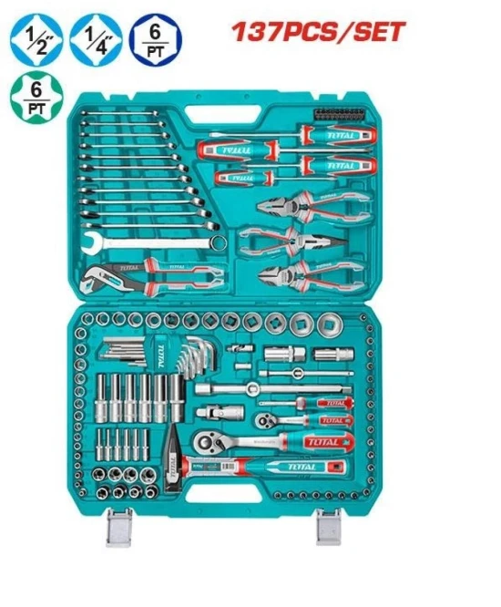 TOTAL JUEGO DE HERRAMIENTAS COMBINADAS 137PCS  THKTHP21376 World Shop