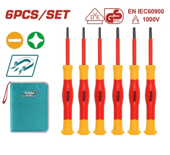TOTAL JUEGO DE DESTORNILLADORES DE PRECISION AISLADOS 6PCS  THKIPSD0601 World Shop