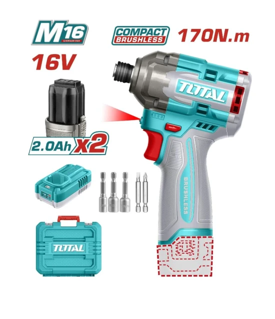 TOTAL ATORNILLADOR  16V 1/4 170NM TIRLI16178 World Shop