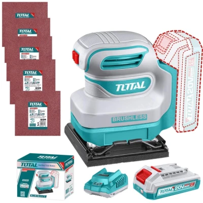 TOTAL LIJADORA ORBITAL MOTOR SIN ESCOBILLAS 20V TSHSLI20241 World Shop