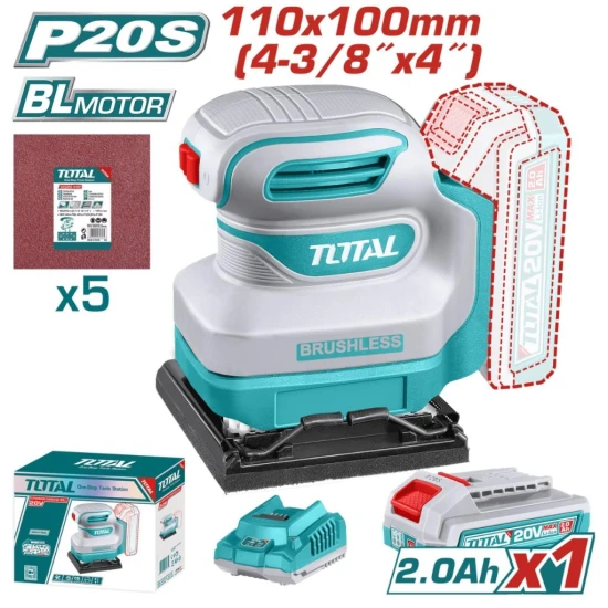 TOTAL LIJADORA ORBITAL MOTOR SIN ESCOBILLAS 20V TSHSLI20241 World Shop