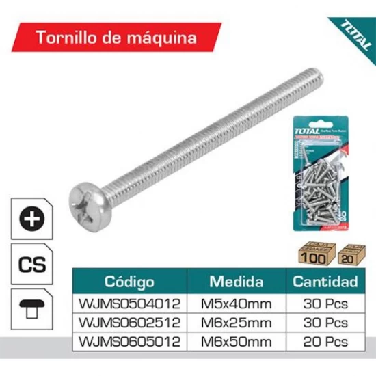 TOTAL TORNILLO  WJMS0605012 MAQ. M6X50MM 20PC World Shop