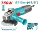 TOTAL AMOLADORA ANGULAR 750W    UTG10711556  World Shop
