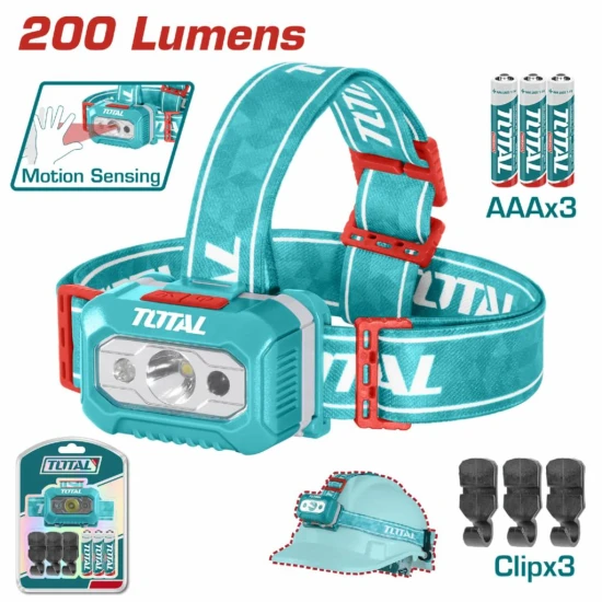TOTAL LINTERNA DE CABEZA 200 LUMENS THL013AAA6 World Shop