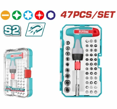 TOTAL JUEGO DE DESTORNILLADORES CON LLAVE CON MANGO T 47PCS TACSD30476  World Shop