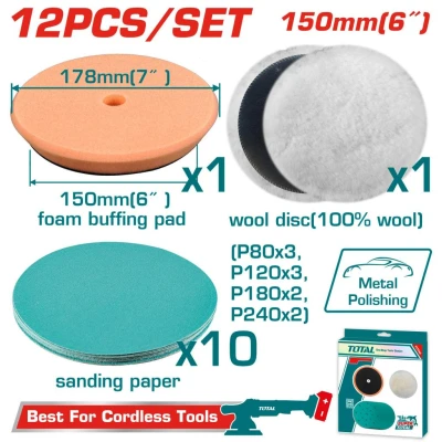 TOTAL JUEGO DE ACCESORIOS PARA PULIDORA 12PCS TAC15012 World Shop