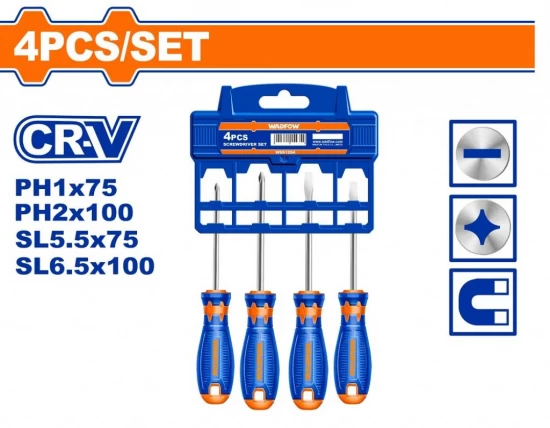 WADFOW  JUEGO DE DESTORNILLADORES 4PCS  WSS1204  World Shop