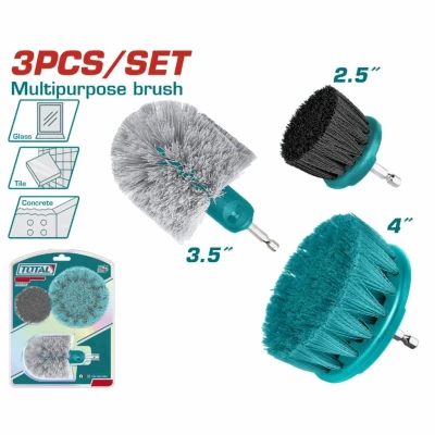 TOTAL JUEGO DE 3 CEPILLOS CON VÁSTAGO HEX 1/4  TACB0301 World Shop