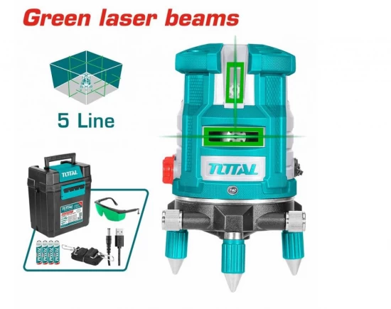 TOTAL  NIVEL LASER  DE 5 LINEAS  30M VERDE TLL305205 World Shop