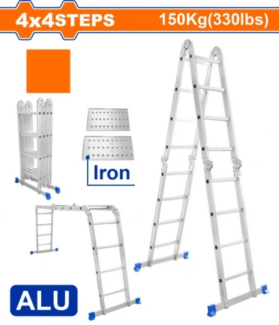 WADFOW ESCALERA ANDAMIO 16 ESCALONES 150KG ALUMINIO CON PLATAFORMA    WLD7H44 World Shop