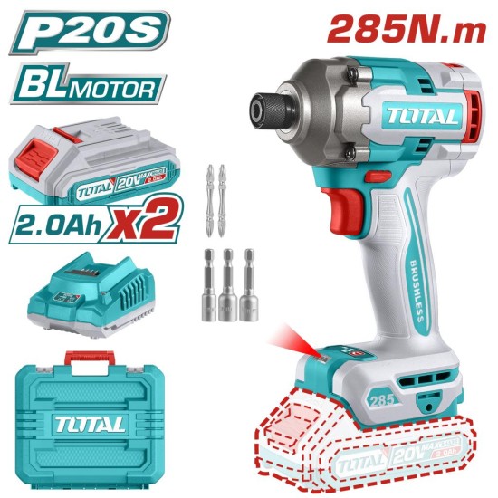 TOTAL LLAVE DE IMPACTO 20V  TIRLI2028 PUNTA DE ENCAJE  MOTOR SIN ESCOBILLAS World Shop