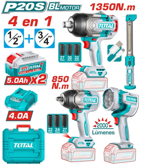 TOTAL COMBO HERRAMIENTAS 20V 4PCS  TOSLI250782 World Shop