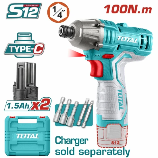 TOTAL  ATORNILLADOR DE IMPACTO  12V TIRLI12015 100NM World Shop
