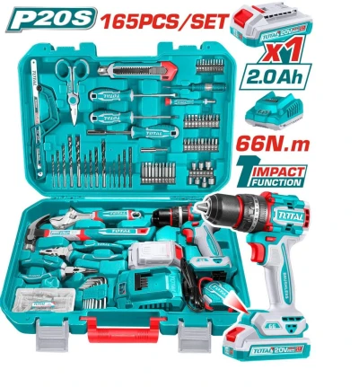 TOTAL TALADRO DE IMPACTO CON JUEGO DE HERRAMIENTAS 165PCS THKTHP11652  World Shop
