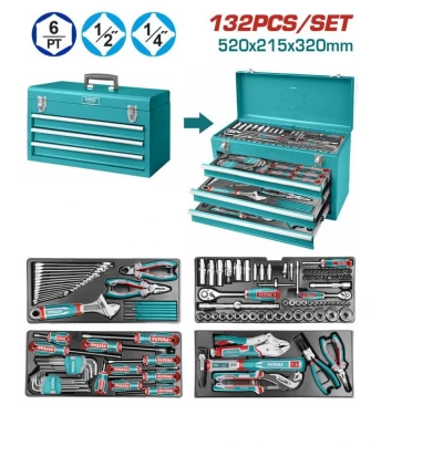 TOTAL JUEGO DE CAJA DE HERRAMIENTAS 132PCS  THPTCS71321  World Shop TOTAL JUEGO DE CAJA DE HERRAMIENTAS 132PCS  THPTCS71321  World Shop