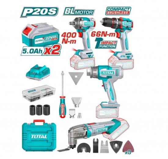 TOTAL COMBO 4PCS INÁLAMBRICO  20V  TOSLI240969 World Shop