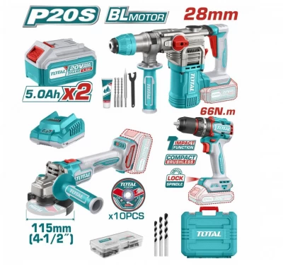 TOTAL COMBO TALADRO + MARTILLO + AMOLADORA  20V  TOSLI241183  World Shop