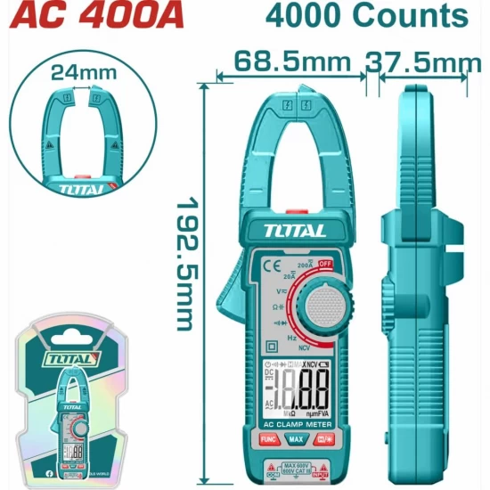 TOTAL PINZA AMPERIMÉTRICA AC 400A  TMT762001 World Shop
