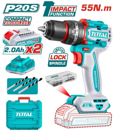 TOTAL TALADRO PERCUTOR Y ATORNILLADOR 20V TIDLI20558 World Shop