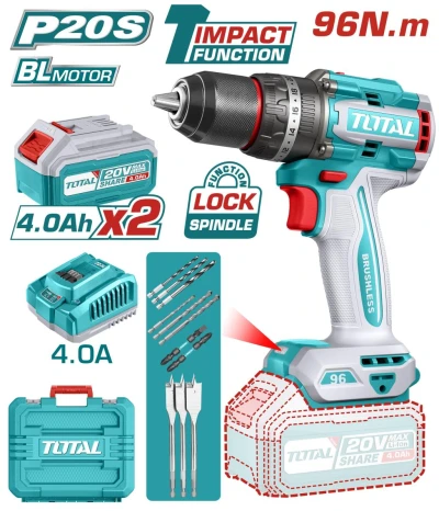 TOTAL TALADRO FUNCION DE IMPACTO  20V  96NM  TIDLI20968 World Shop