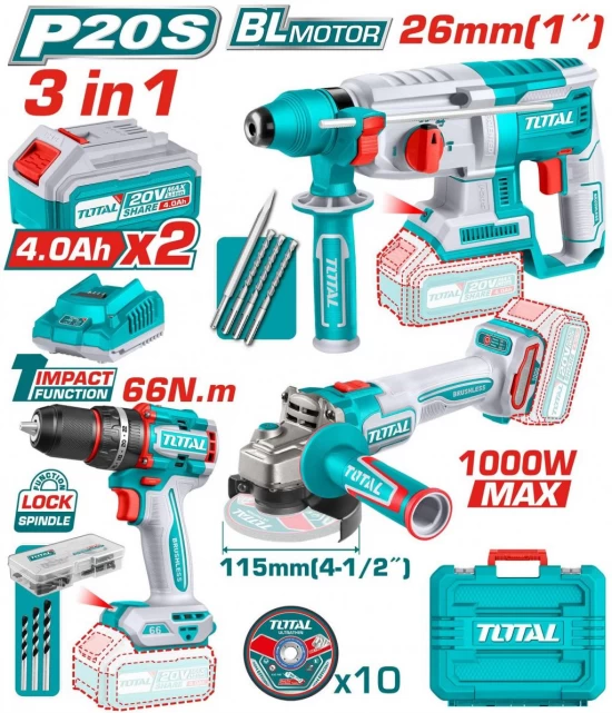 TOTAL COMBO 3PCS 20V  TOSLI241198  World Shop