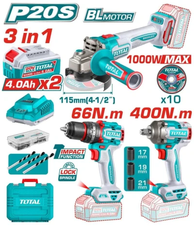 TOTAL COMBO 3PCS INALÁMBRICA  TOSLI241291 World Shop