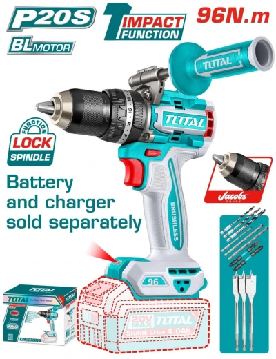 TOTAL TALADRO PERCUTOR  20V 96NM  TIDLI209685 S/B World Shop