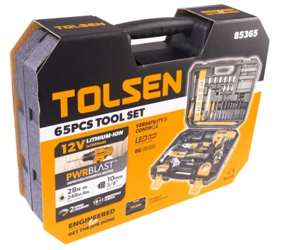 TOLSEN JUEGO DE HERRAMIENTAS CON TALADRO 65PCS 85365    World Shop