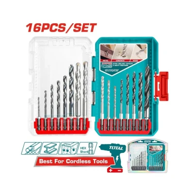 TOTAL SET DE MECHAS PARA METAL , MADERA Y MAMPOSTERIA 16PCS  TACSDL11608 World Shop