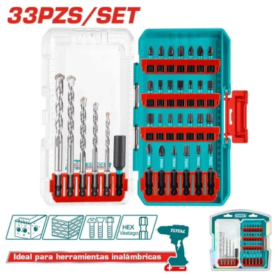 TOTAL KIT DE PUNTAS PARA DESTORNILLADOR DE IMPACTO + BROCAS 33PCS TACSDL11303 World Shop
