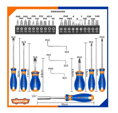 WADFOW JUEGO DE DESTORNILLADOR WSS1430 30PCS World Shop