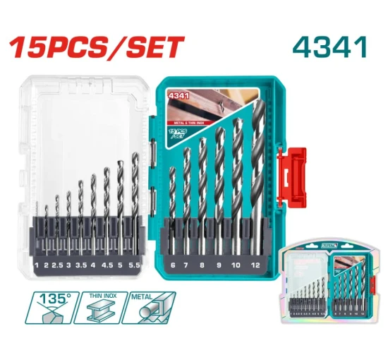 TOTAL JUEGO DE  BROCAS 4341 HSS 15PCS  TACSDL51506  METAL  World Shop