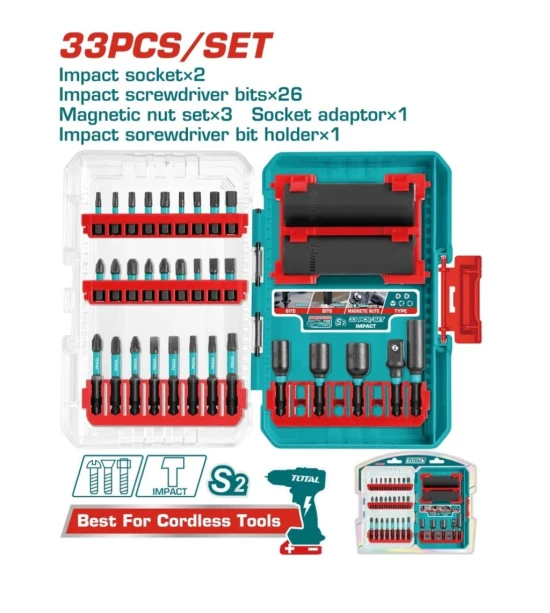 TOTAL JUEGO DE BROCAS 33PCS   TACSDL63306 World Shop