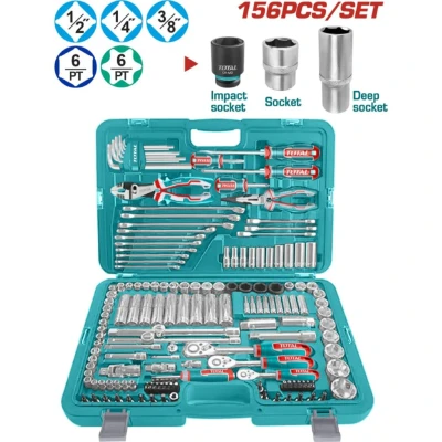 TOTAL SET HERRAMIENTAS JUEGO DE DADOS 156PCS 1/4,3/8,1/2  THKTHP21566  World Shop TOTAL SET HERRAMIENTAS JUEGO DE DADOS 156PCS 1/4,3/8,1/2  THKTHP21566  World Shop