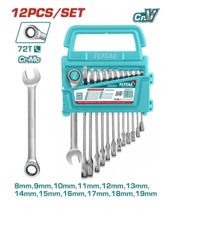 TOTAL JUEGO DE LLAVES CON TRINQUETE 12PCS  THT102RK0126 World Shop