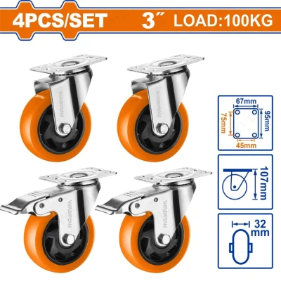 WADFOW  JUEGO DE RUEDAS GIRATORIAS  4PCS WJLS9304  World Shop
