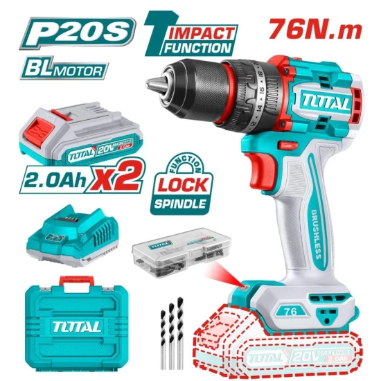 TOTAL TALADRO FUNCIÓN DE IMPACTO  20V UTIDLI20768 76N World Shop
