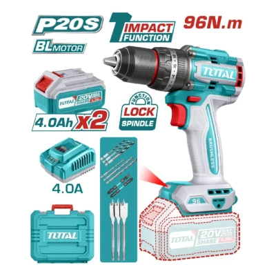 TOTAL TALADRO FUNCIÓN DE IMPACTO   20V UTIDLI20968 96NM MOTOR SIN ESCOBILLAS  World Shop