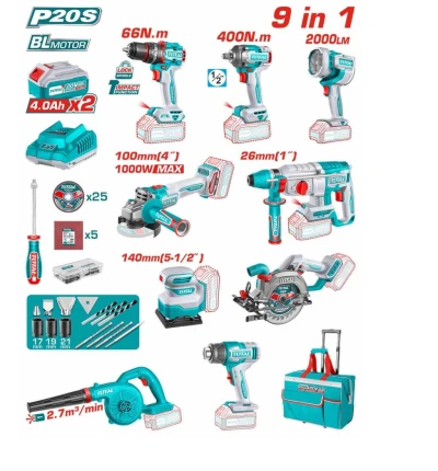 TOTAL  COMBO 9PCS MOTOR SIN ESCOBILLAS  TOSLI250381 World Shop