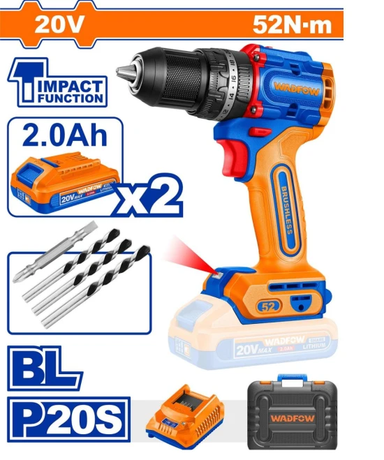 WADFOW TALADRO DE IMPACTO 20V COMPACTO SIN ESCOBILLAS  WCDP5281  World Shop