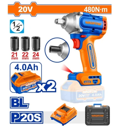 WADFOW LLAVE DE IMPACTO MOTOR SIN ESCOBILLAS 20V UWCD1B483 World Shop