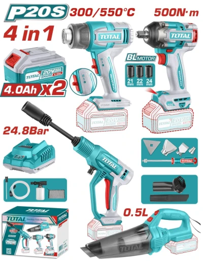 TOTAL COMBO INALÁMBRICAS 20V  4PCS  TOSLI250208  World Shop