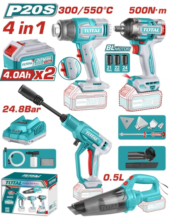 TOTAL COMBO INALÁMBRICAS 20V  4PCS  TOSLI250208  World Shop