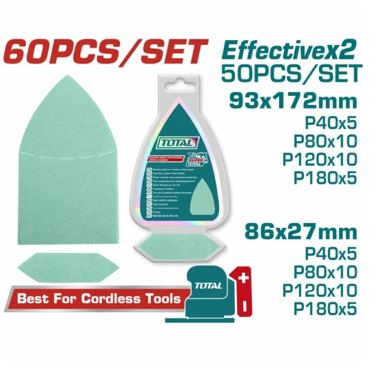 TOTAL  SET DE LIJAS  PARA MÚLTIPLES SUPERFICIES  60PCS  TAC938660 World Shop