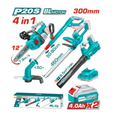 TOTAL COMBO MOTOSIERRA + CORTOSETOS + SOPLADORA + CORTADORA DE CÉSPED TOSLI250496 World Shop
