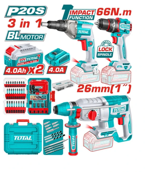 TOTAL  COMBO 3PCS MOTOR SIN ESCOBILLAS 20V  TOSLI250591 World Shop