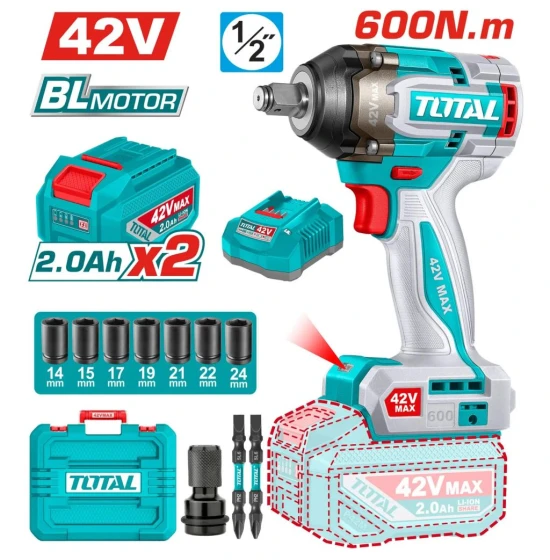 TOTAL  LLAVE DE IMPACTO TIWLI42602 42V  60K  2BAT World Shop