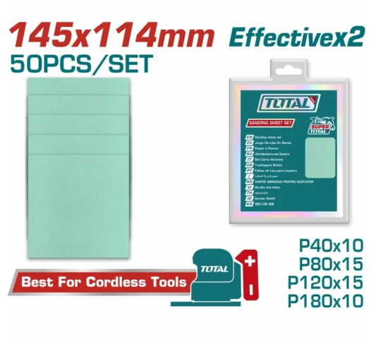 TOTAL  SET DE LIJADORA 145X114MM  50PCS   TAC145115 World Shop
