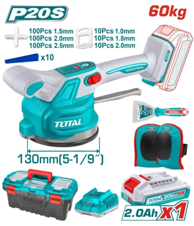 TOTAL KIT DE MÁQUINA VIBRADORA INALÁMBRICA PARA AZULEJOS TTVLI20015 World Shop TOTAL KIT DE MÁQUINA VIBRADORA INALÁMBRICA PARA AZULEJOS TTVLI20015 World Shop