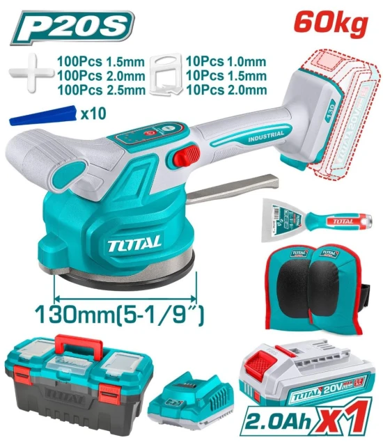 TOTAL KIT DE MÁQUINA VIBRADORA INALÁMBRICA PARA AZULEJOS TTVLI20015 World Shop TOTAL KIT DE MÁQUINA VIBRADORA INALÁMBRICA PARA AZULEJOS TTVLI20015 World Shop